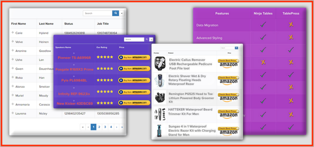 WordPress table plugin ninja tables