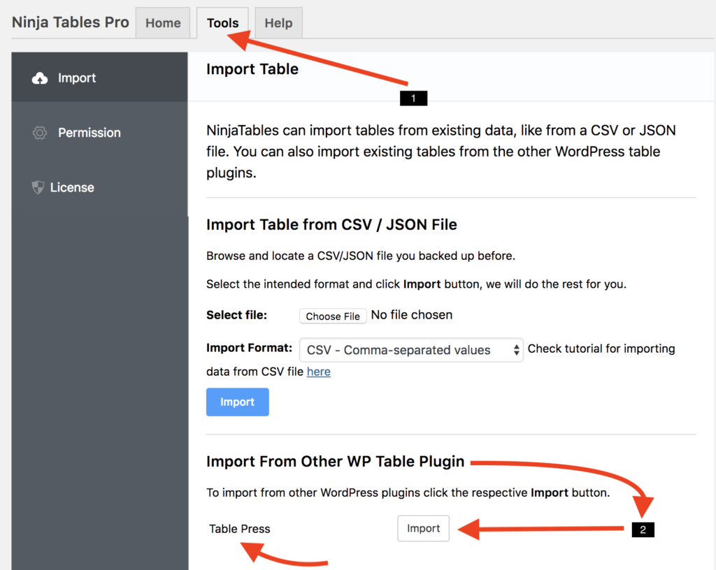 WtodPress table plugin ninja Tables