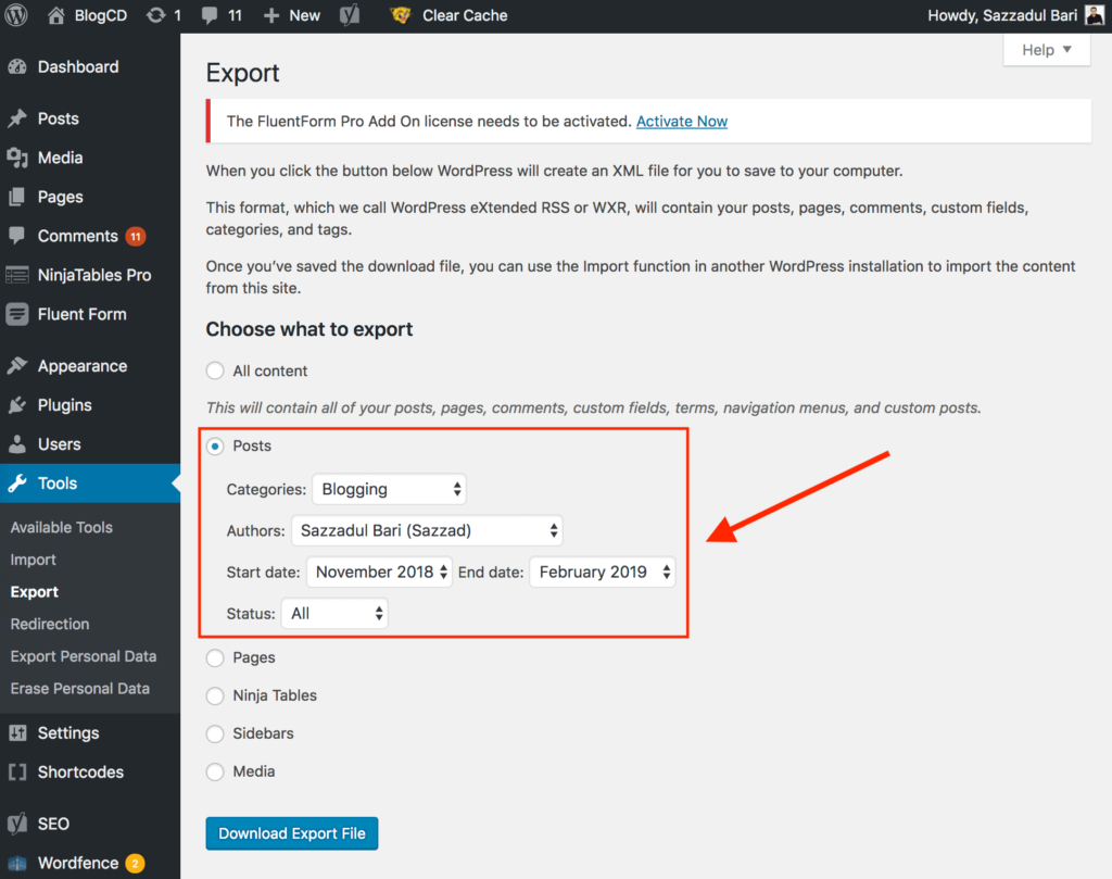 How to Backup Your WordPress Pages or Posts and Reuse Them on a New Site 3