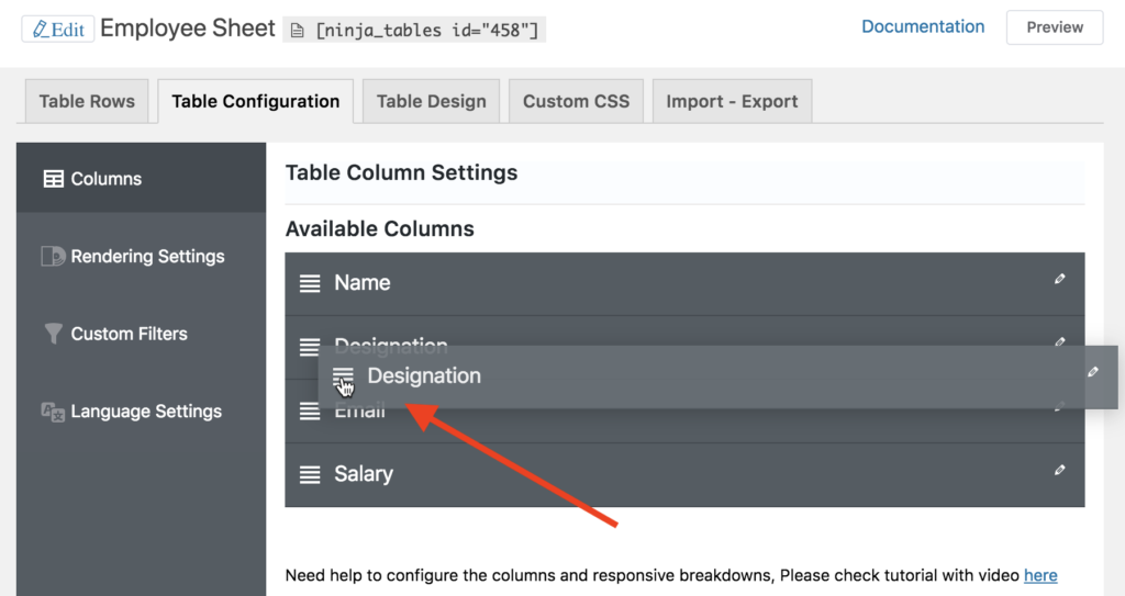 WtodPress table plugin ninja Tables