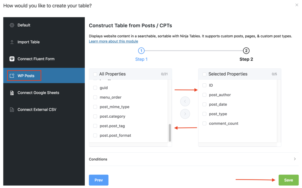 WtodPress table plugin ninja Tables