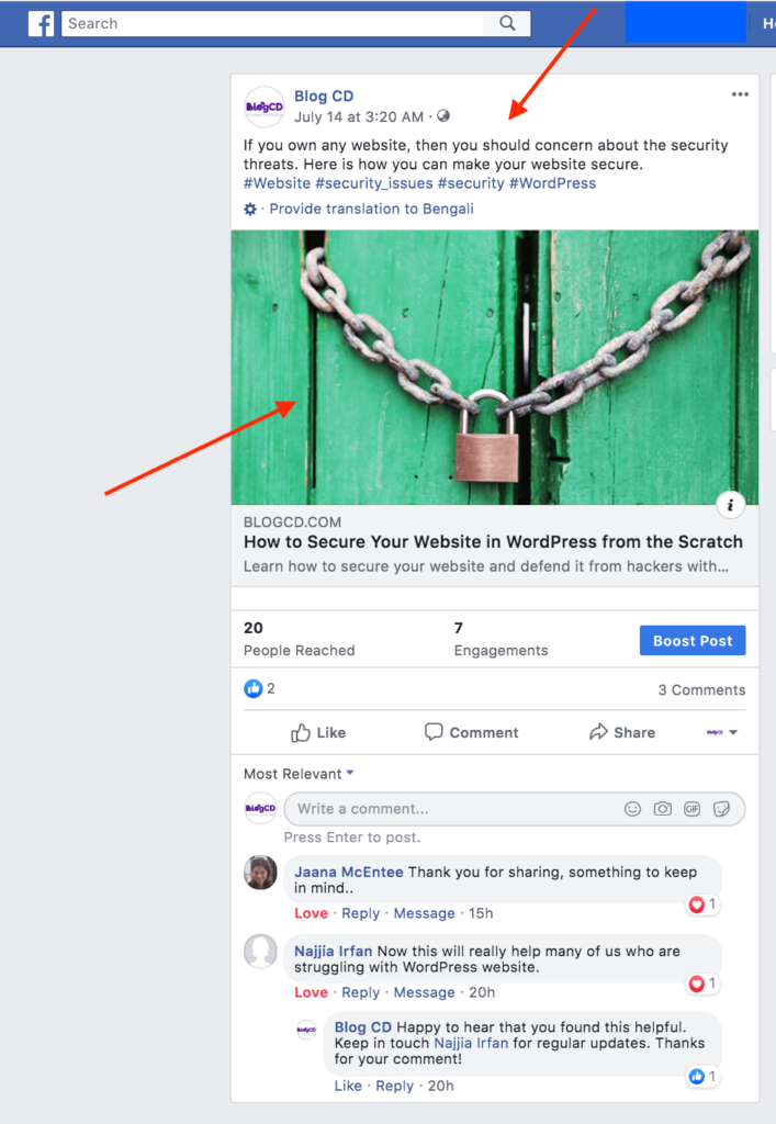 how to share your facebook url